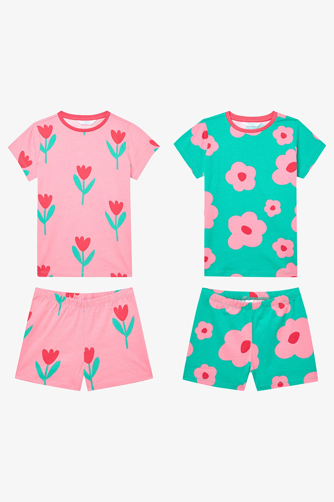 Girls' Flowers Multicolored 2-Piece Pajama Set