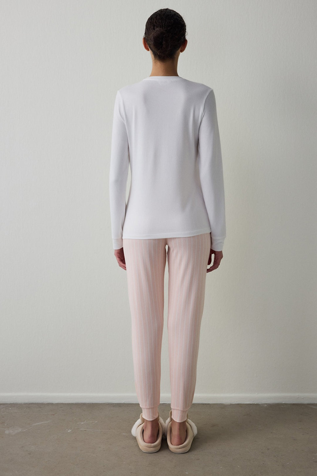 Striped Sleep Time Crew Neck Long Sleeve Pajama Set