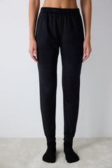 Black Fuzzy Solid Black Pants Pajama Bottoms