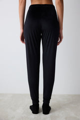 Black Fuzzy Solid Black Pants Pajama Bottoms