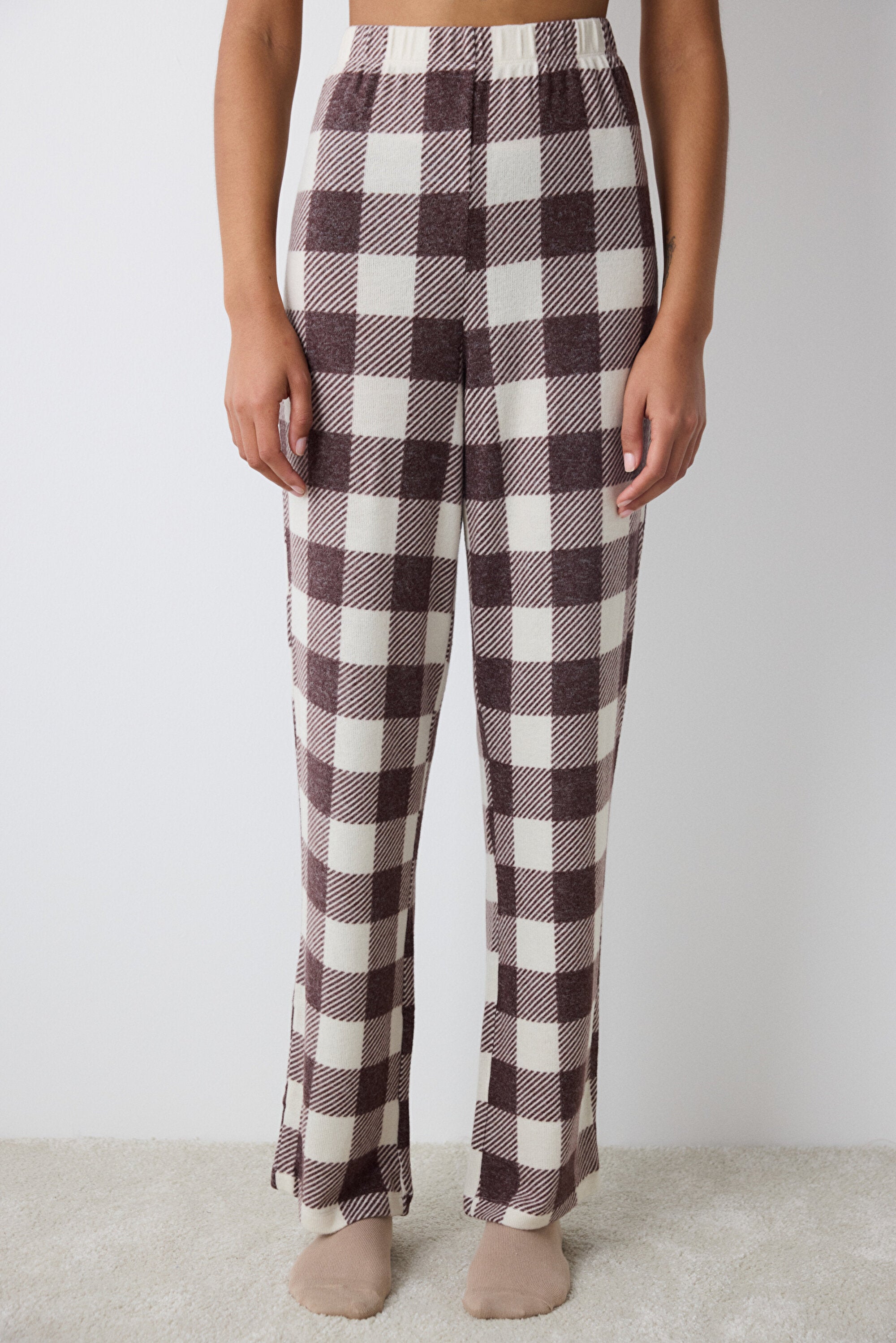 Cute Bear Gingha Brown Pants