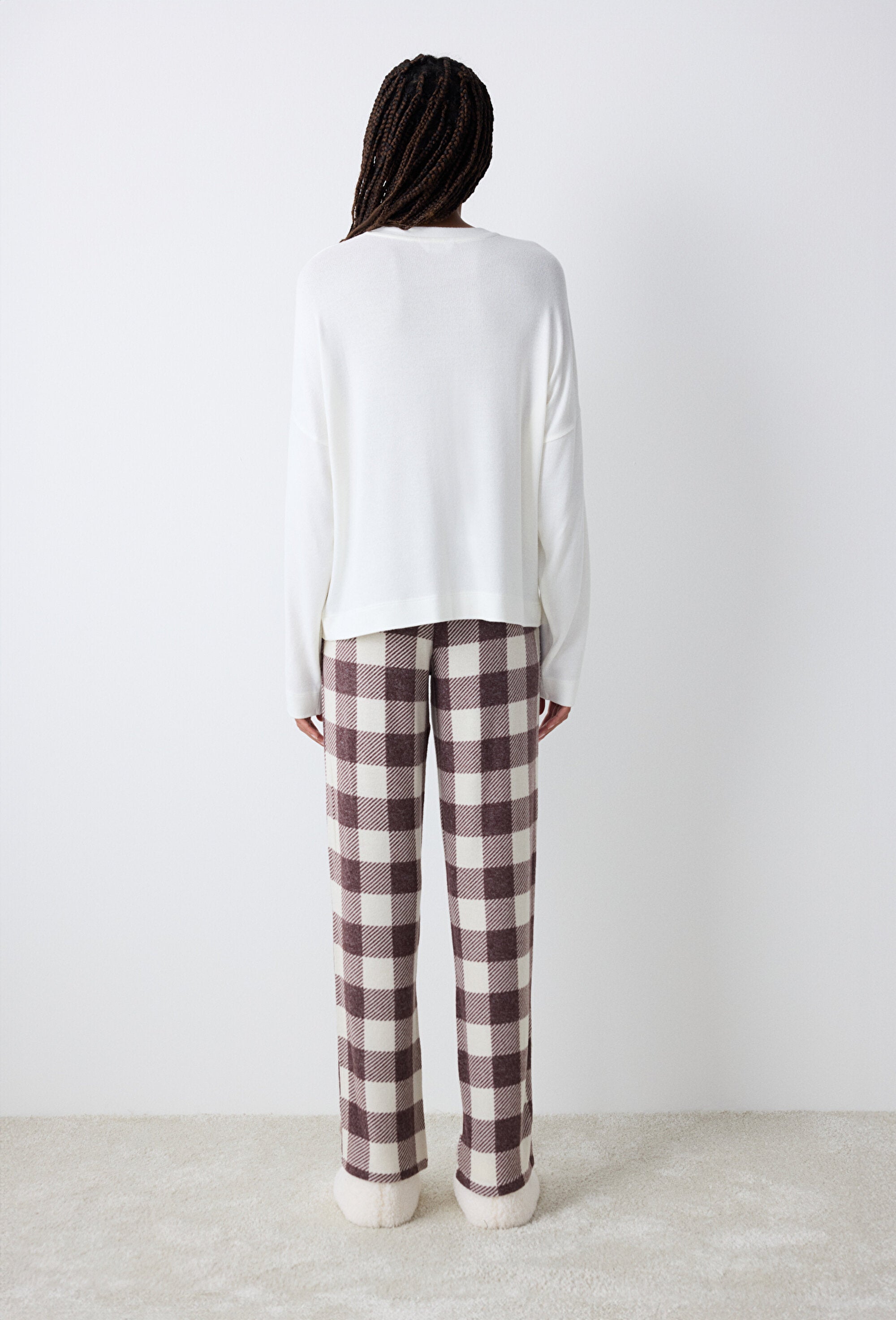 Cute Bear Gingha Brown Pants