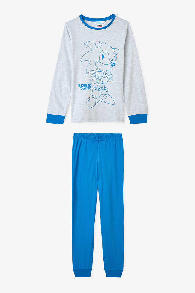 Navy Blue Boys Sonic Long Sleeve Cotton Pajama Set Hover Image