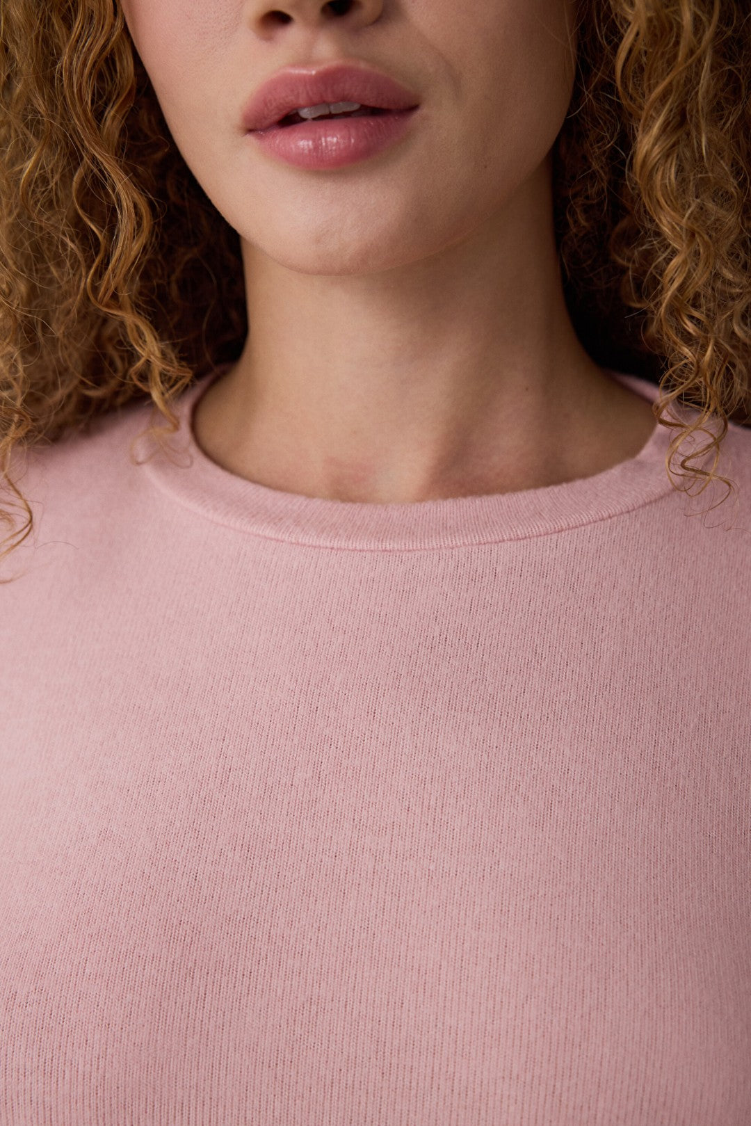 Pink Crew Neck Long Sleeve Pajama Set