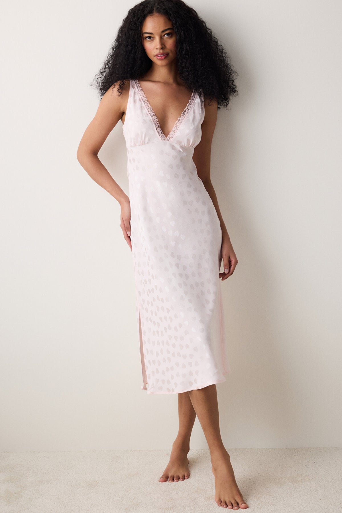 Pink Heart Satin Nightgown - Penti Loves Paris Collection