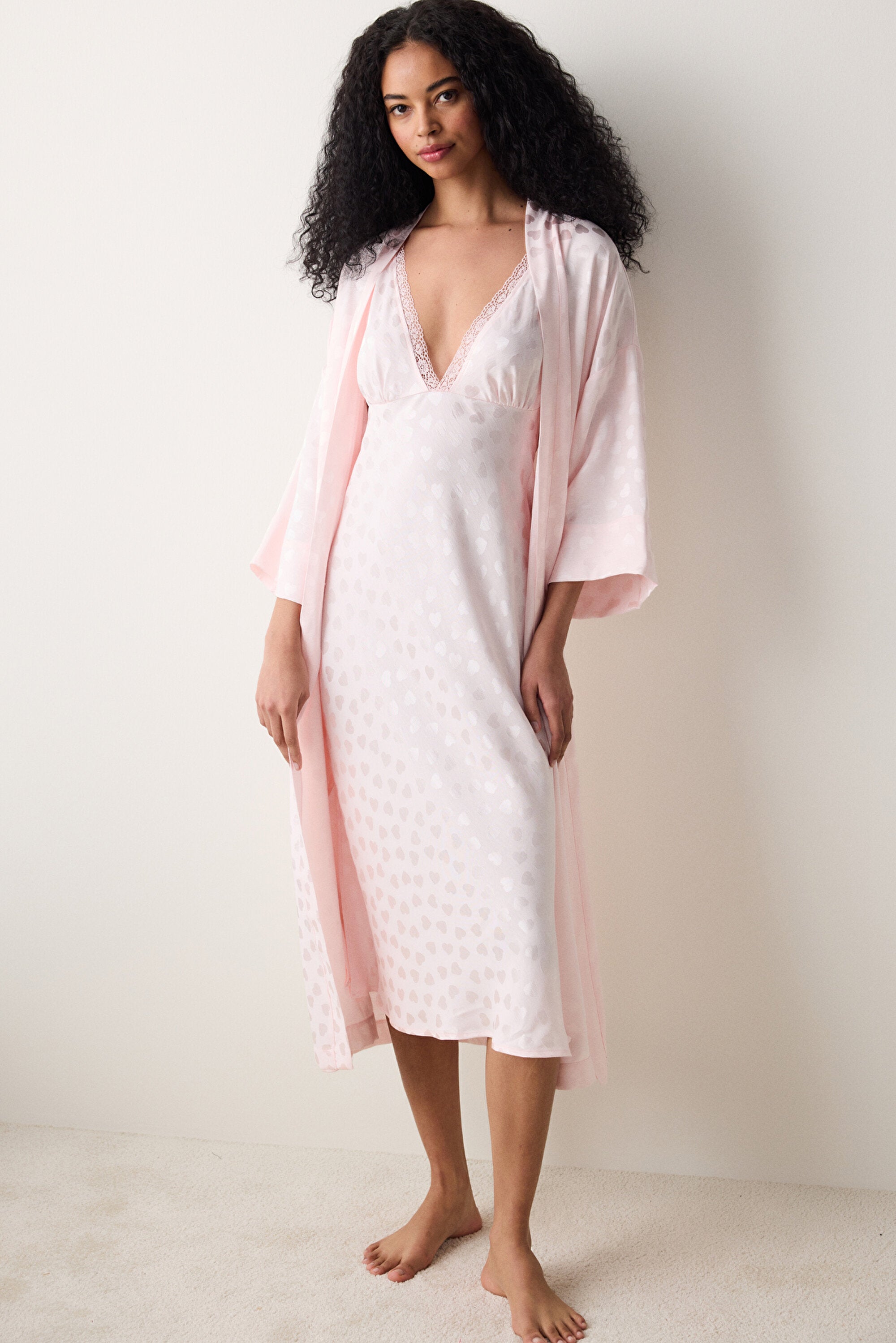 Pink Heart Satin Nightgown - Penti Loves Paris Collection