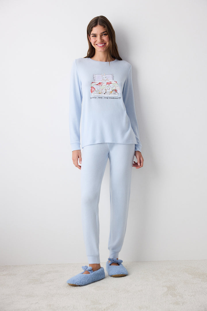 Lazy Weekend Light Blue Pants Pajama Set