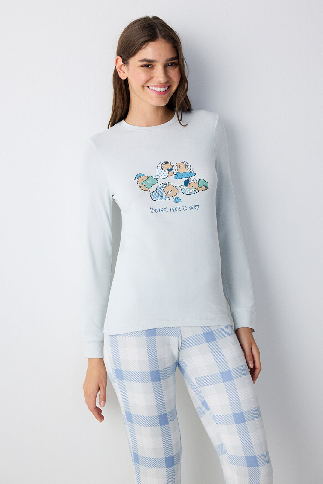 Sleepy Light Grey Thermal T-Shirt Pajama Top