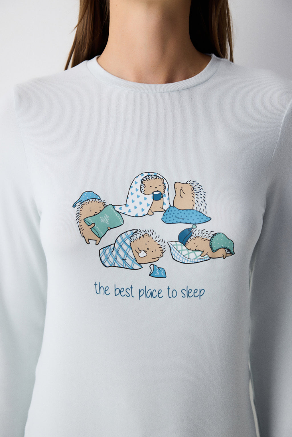 Sleepy Light Grey Thermal T-Shirt Pajama Top