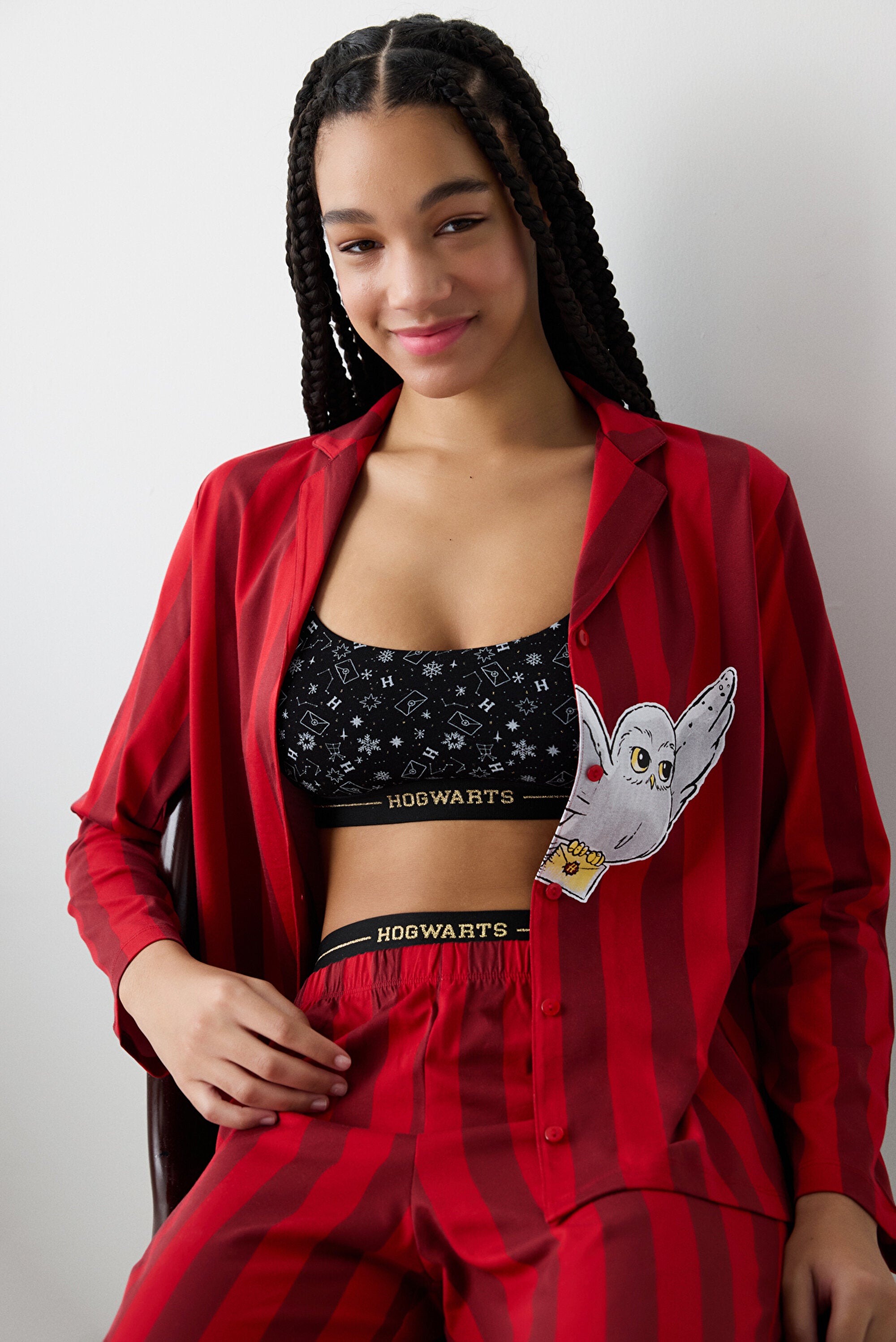 Harry Potter Hedwig Red Shirt Pants Pajama Set