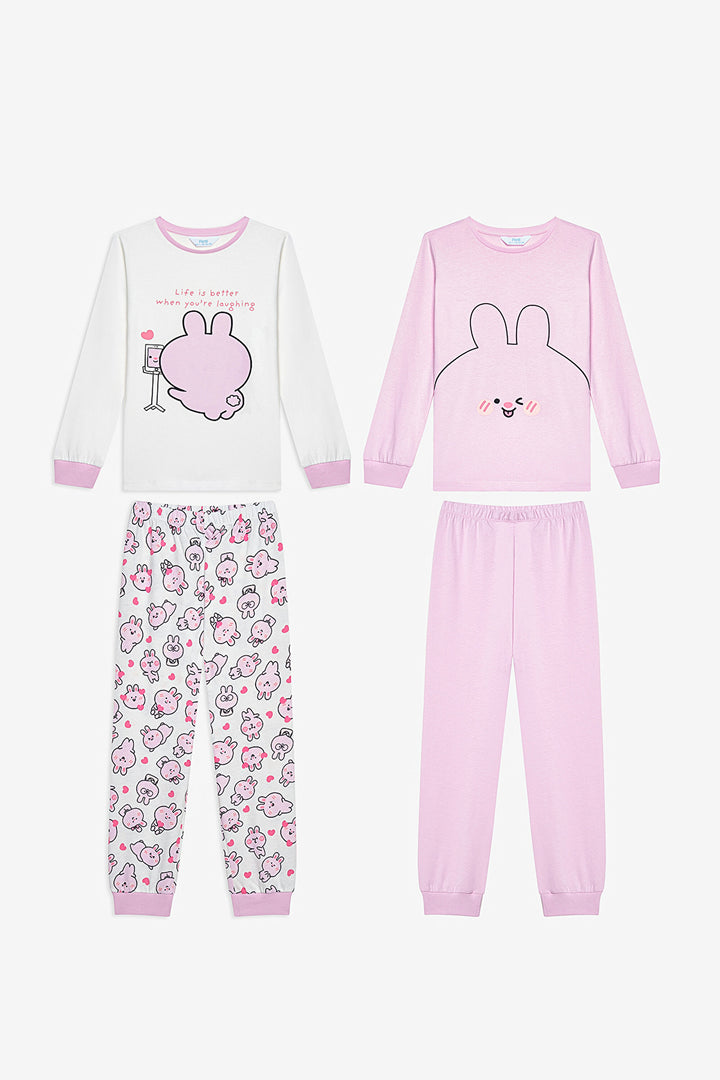 Cotton Girls Super Cute 2-Piece Multicolored Pajama Set