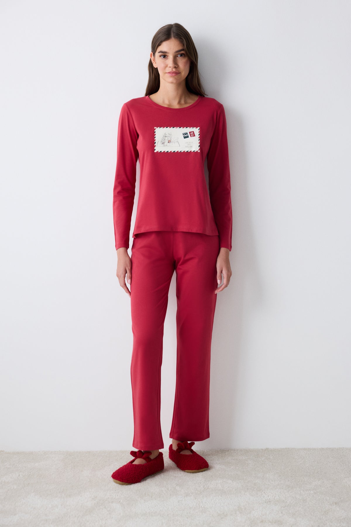 Postcard Red Red Pants Pajama Set