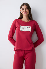 Postcard Red Red Pants Pajama Set