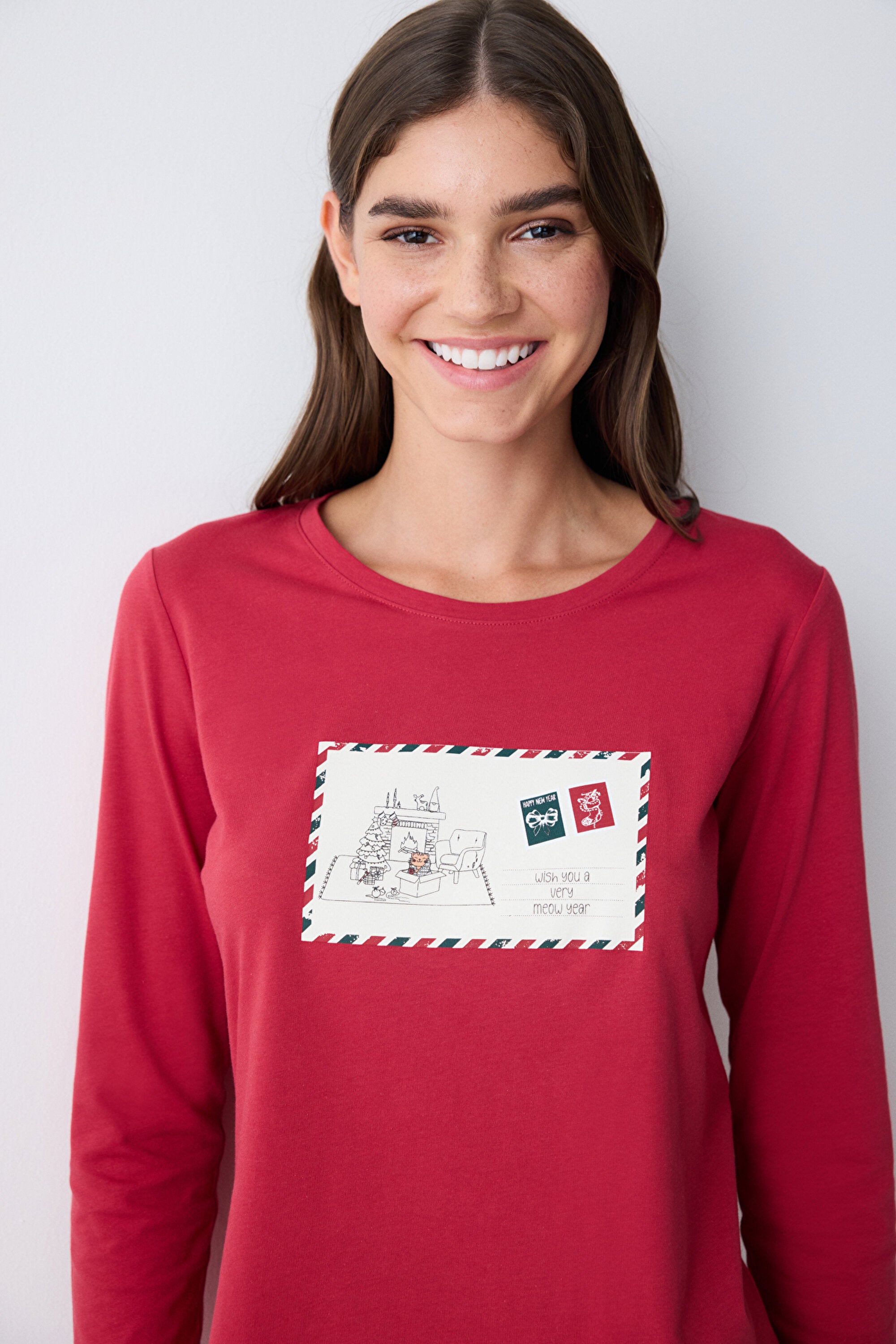 Postcard Red Red Pants Pajama Set