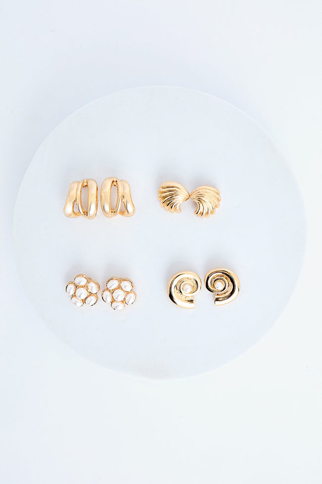 Selena Gold Color Earring Set Hover Image