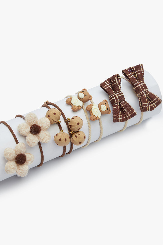 Girl's Teddy Bear Elastic Buckle Set Hover Image