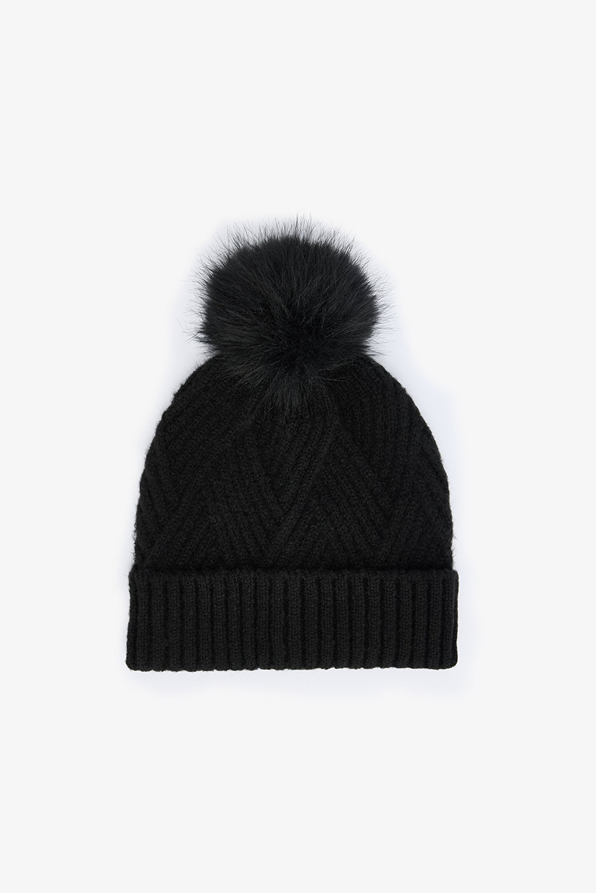 Black Luisa Pompom Beanie