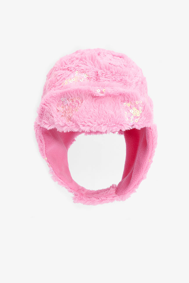 Pink Girl Mia Sequined Soft Textured Beanie Hover Image