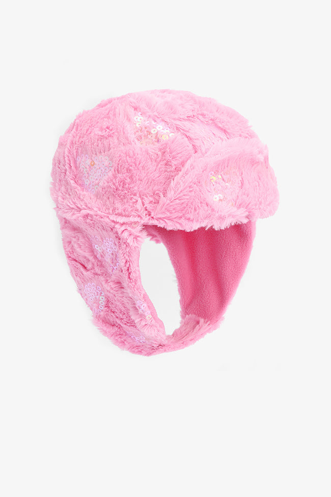 Pink Girl Mia Sequined Soft Textured Beanie Main Image