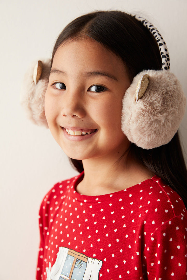 Girls Leopard Patterned Ecru Headphones