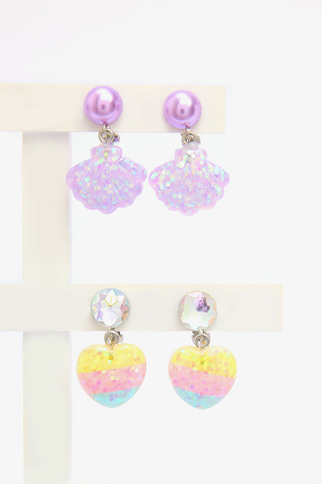 Girl Child Shell Colored Earrings Hover Image