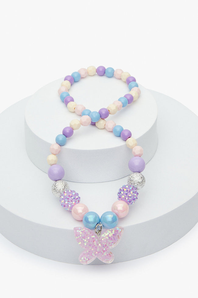 Girls Lilac Butterfly Necklace Hover Image