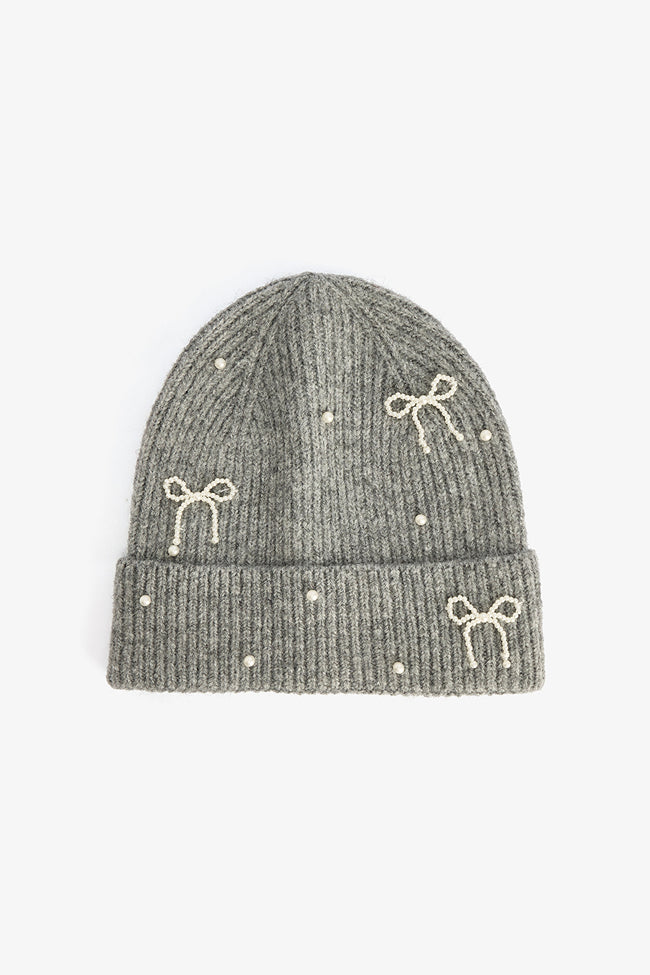 Grey Melange Bowknot Beret Hover Image