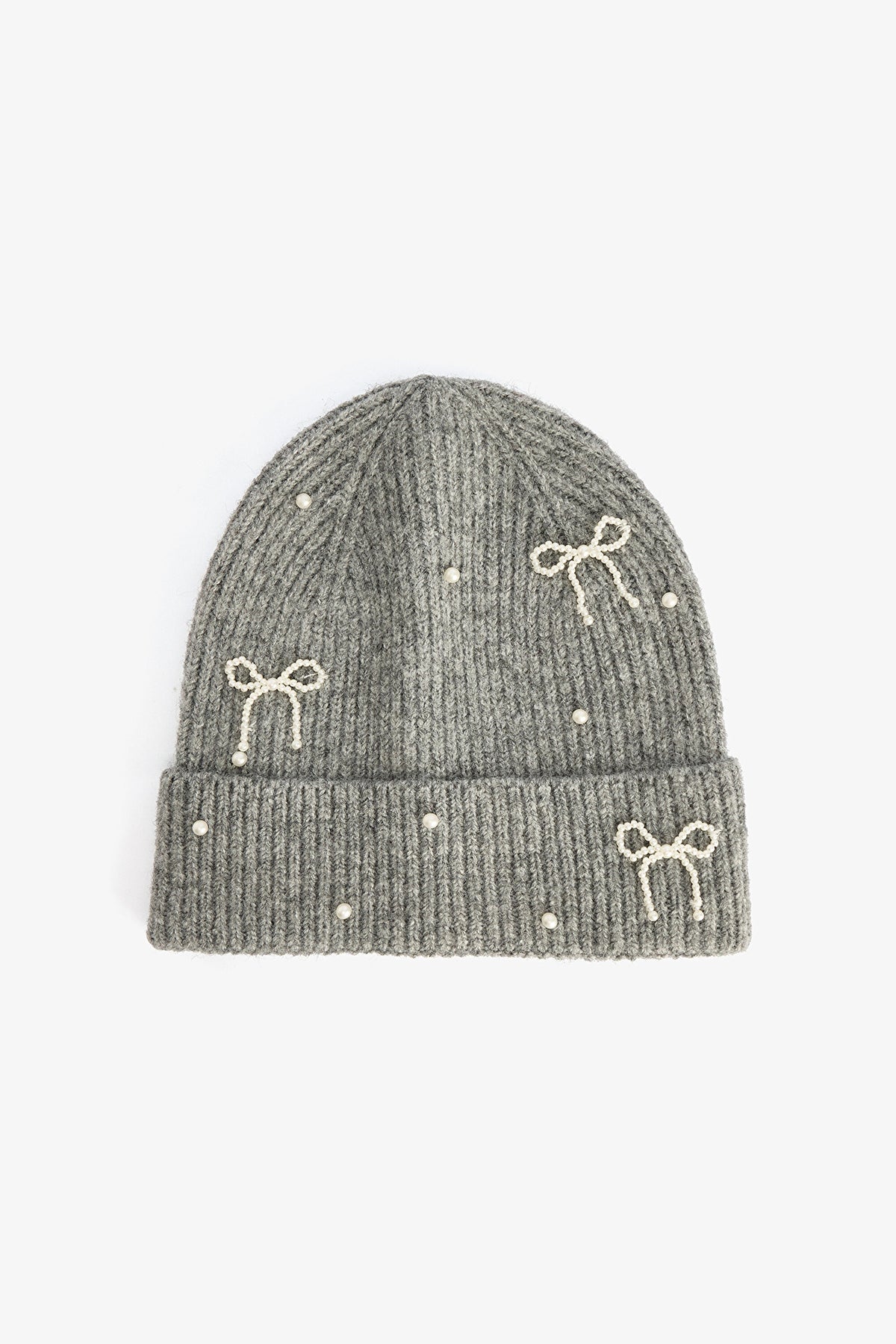 Grey Melange Bowknot Beret