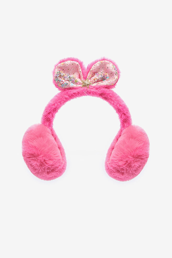 Girl Bow Fuchsia Headphones