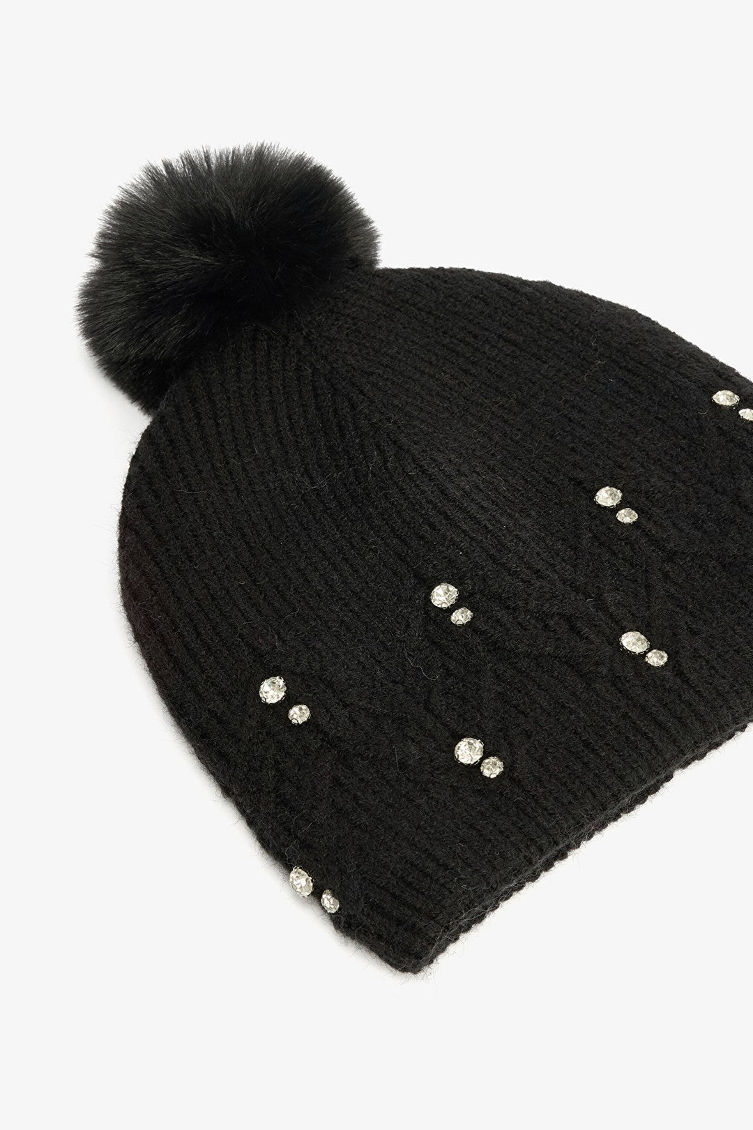 Black Emma Pom-Pom Beanie