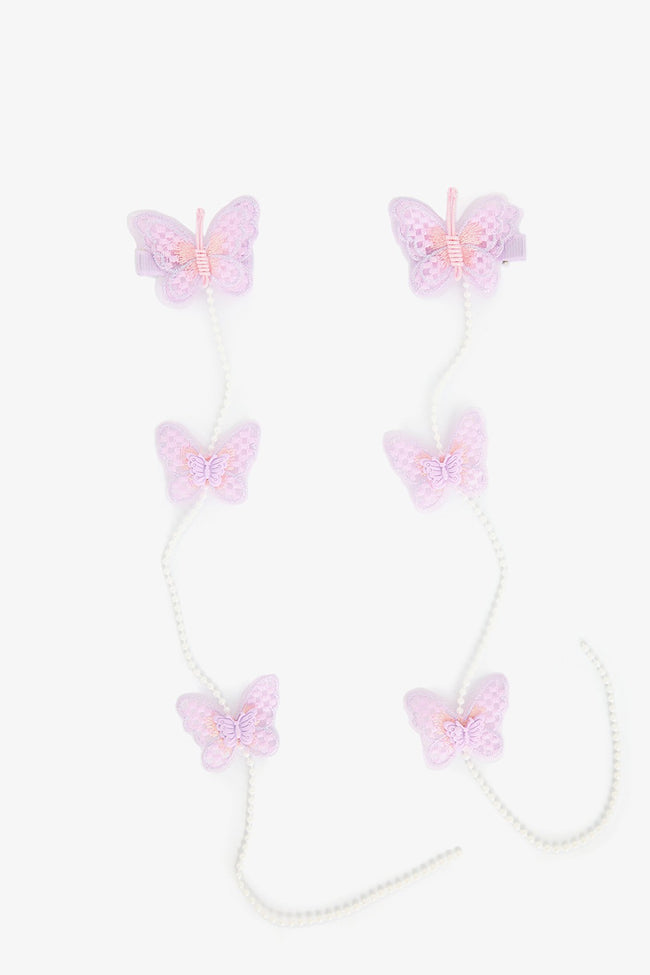 Girls Butterfly Lilac Hairclip Hover Image