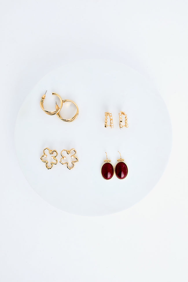 Adella Red Earring Set Hover Image