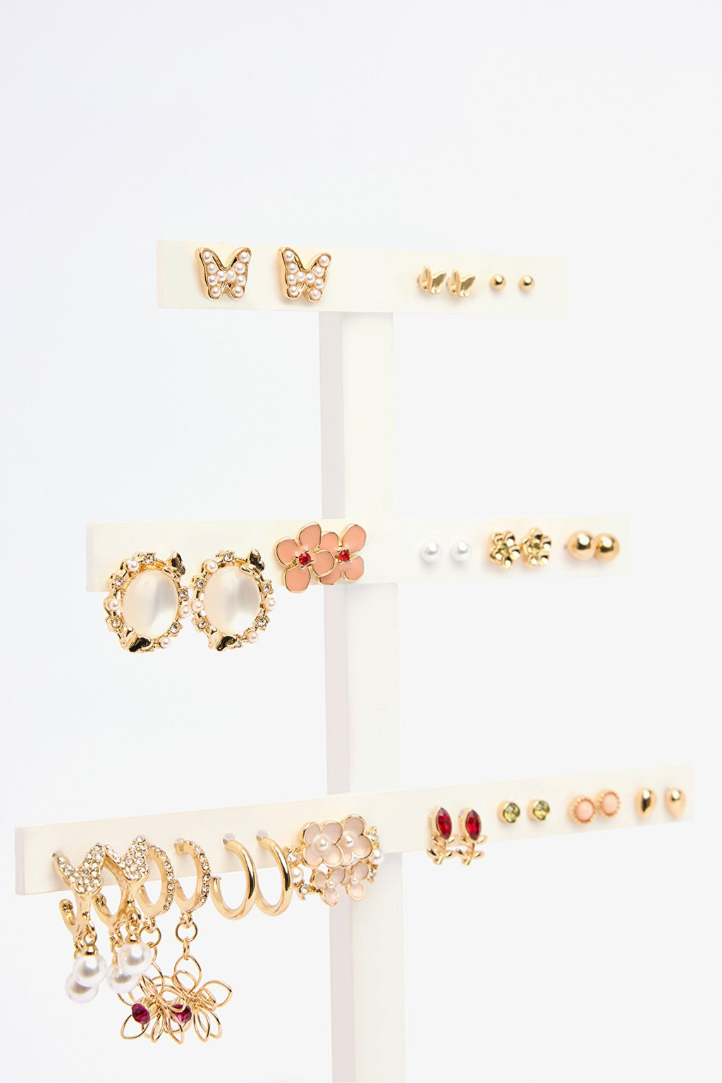 Mix Flower Gold Color Earring Set