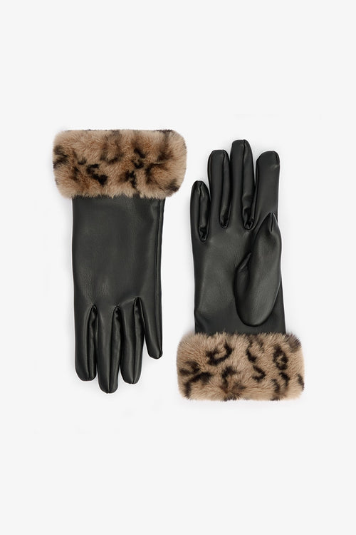 Leopard Print Faux Leather Gloves
