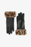 Leopard Print Faux Leather Gloves