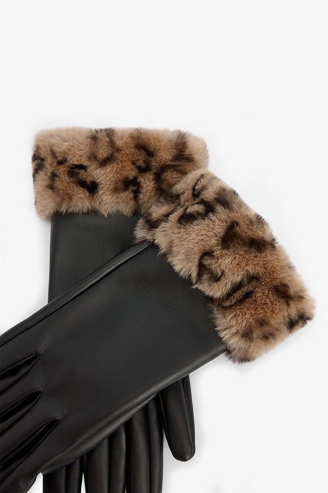 Leopard Print Faux Leather Gloves