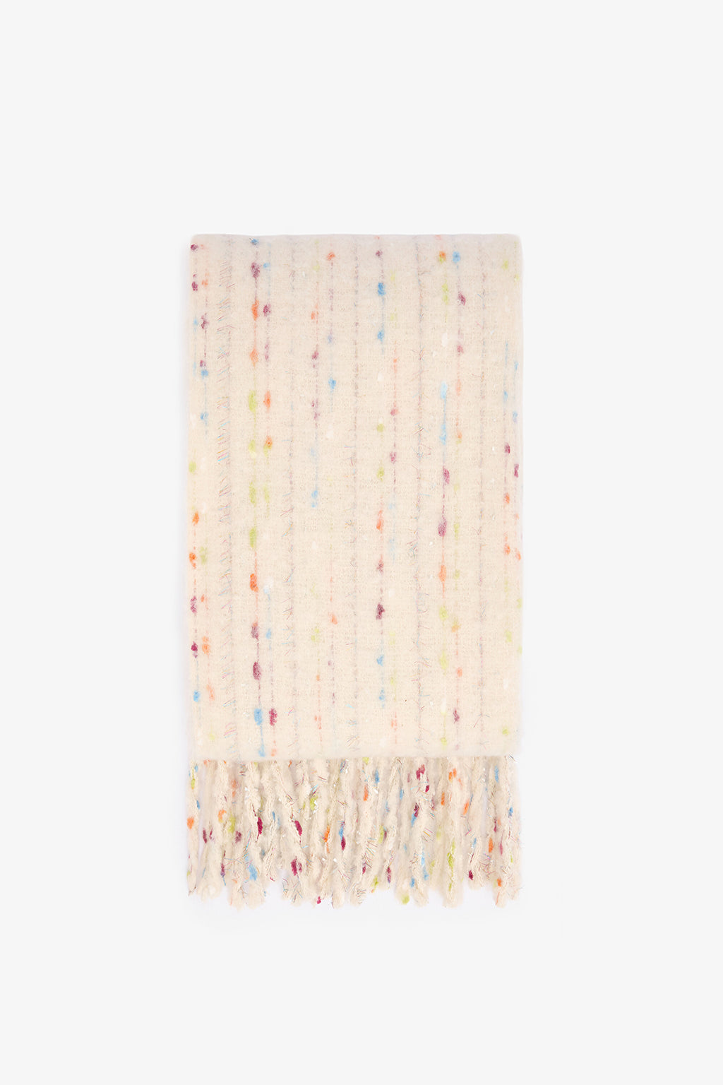 Ecru Judy Glittery Striped Soft Texture Scarf