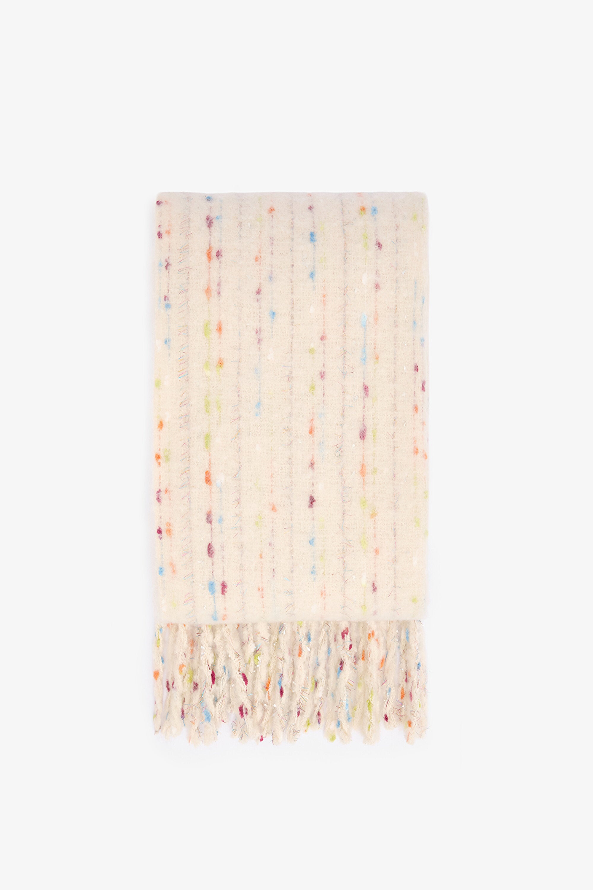 Ecru Judy Glittery Striped Soft Texture Scarf