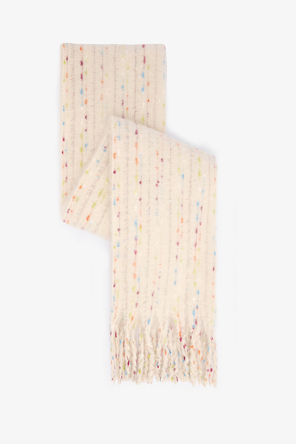 Ecru Judy Glittery Striped Soft Texture Scarf
