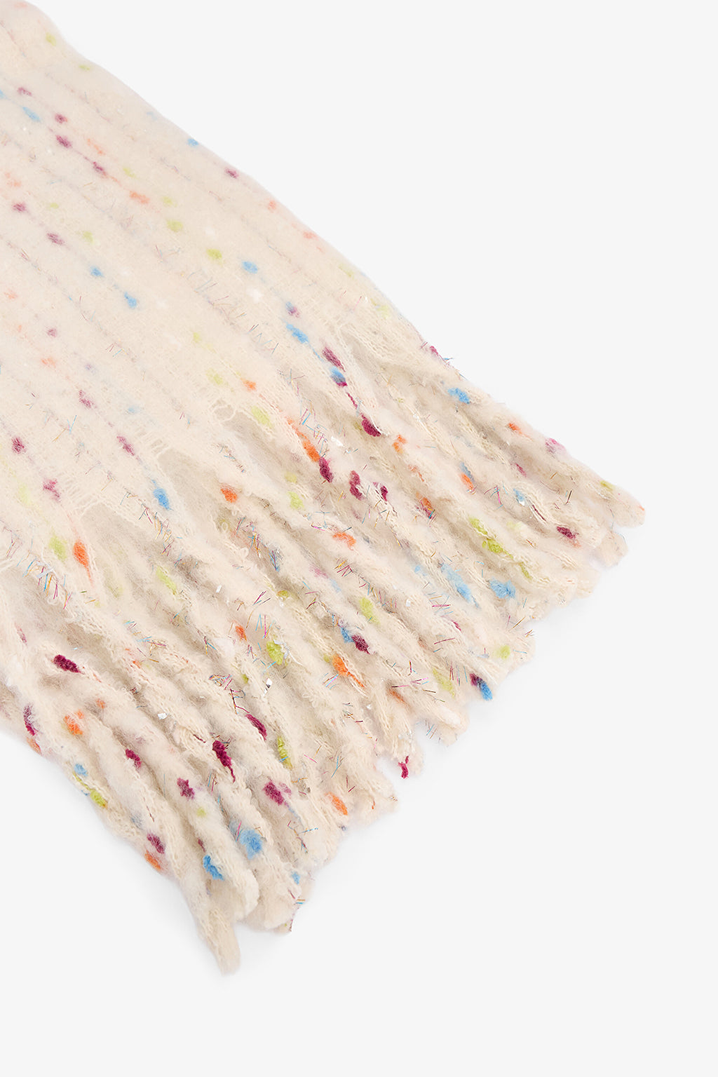 Ecru Judy Glittery Striped Soft Texture Scarf