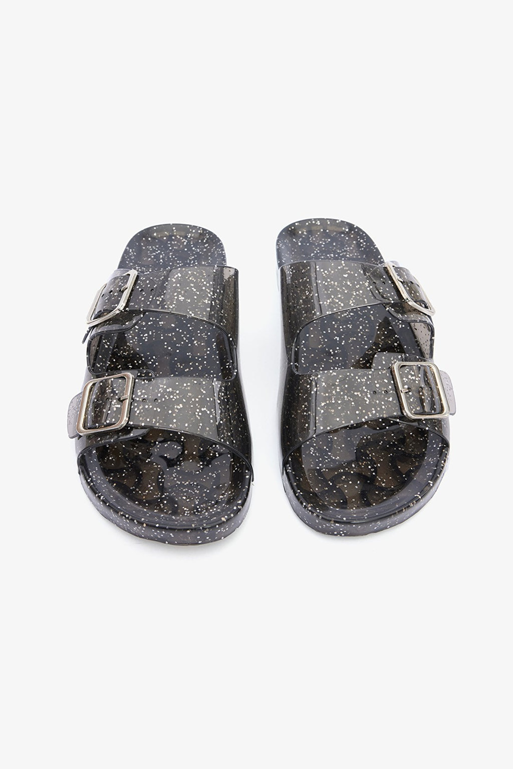 Glitter Jelly Black Slippers
