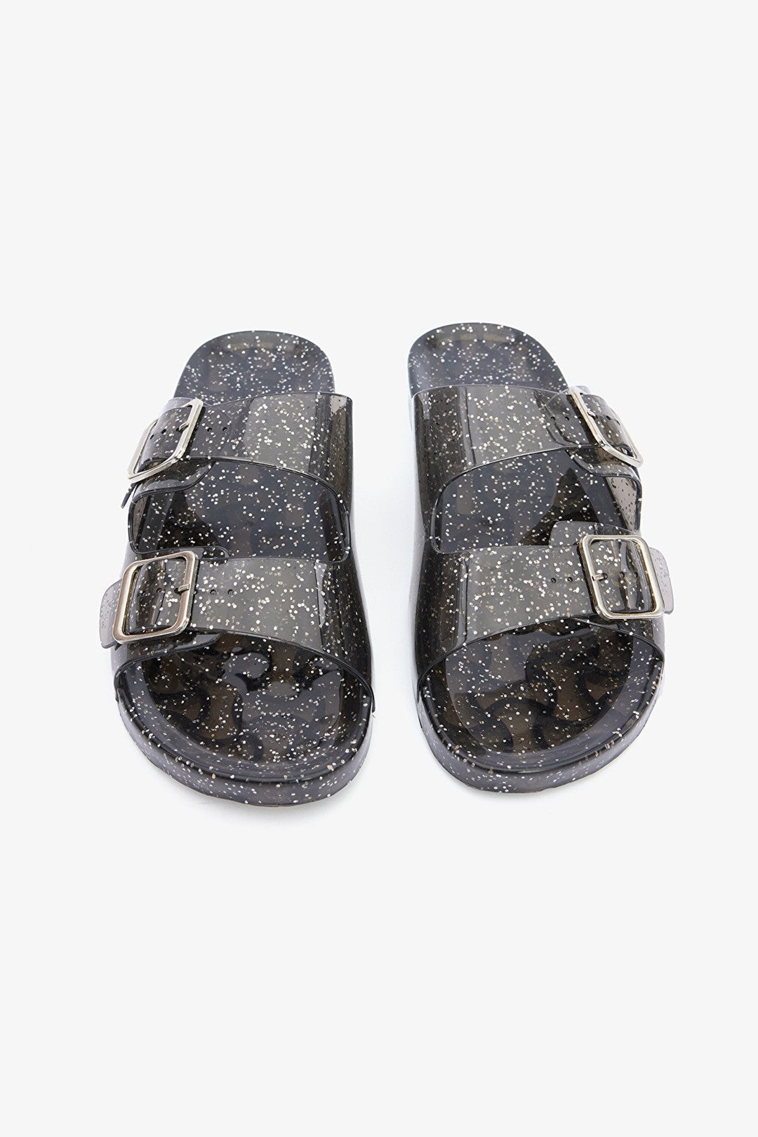 Glitter Jelly Black Slippers