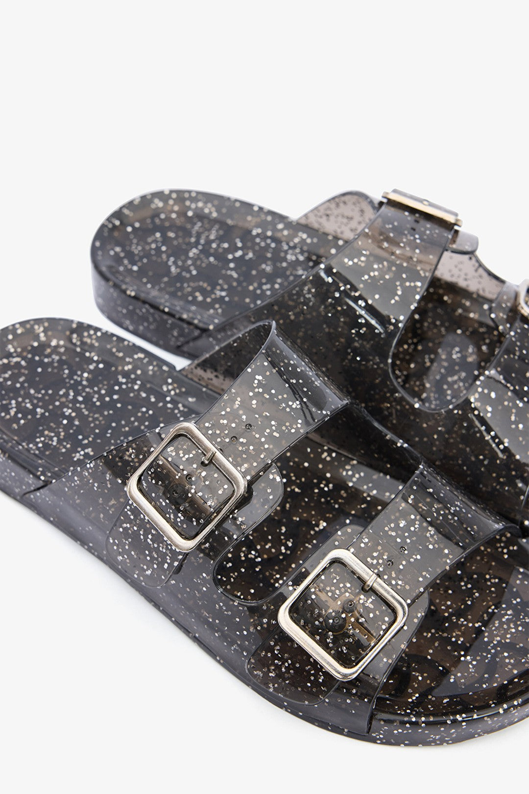 Glitter Jelly Black Slippers