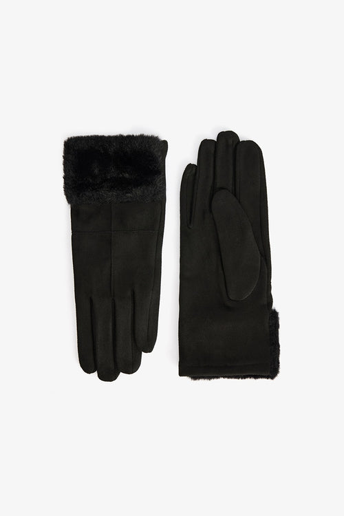 Black Martina Faux Suede Gloves