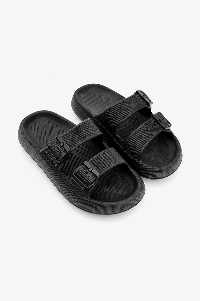 Eva Black Slippers Main Image