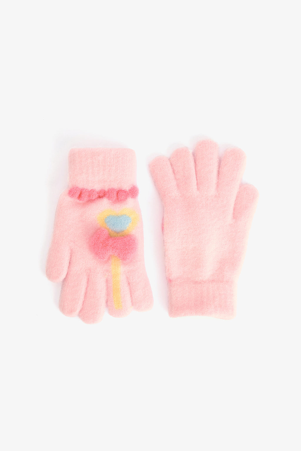 Pink Girls Candy Bow Detail Gloves