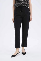 Linen Look Pocketed High Waist Straight Leg Joggers