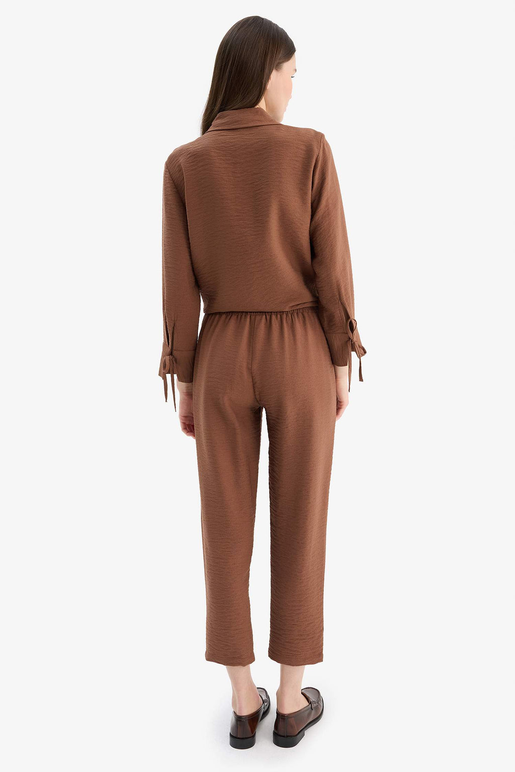 Linen Look Pocketed High Waist Straight Leg Joggers