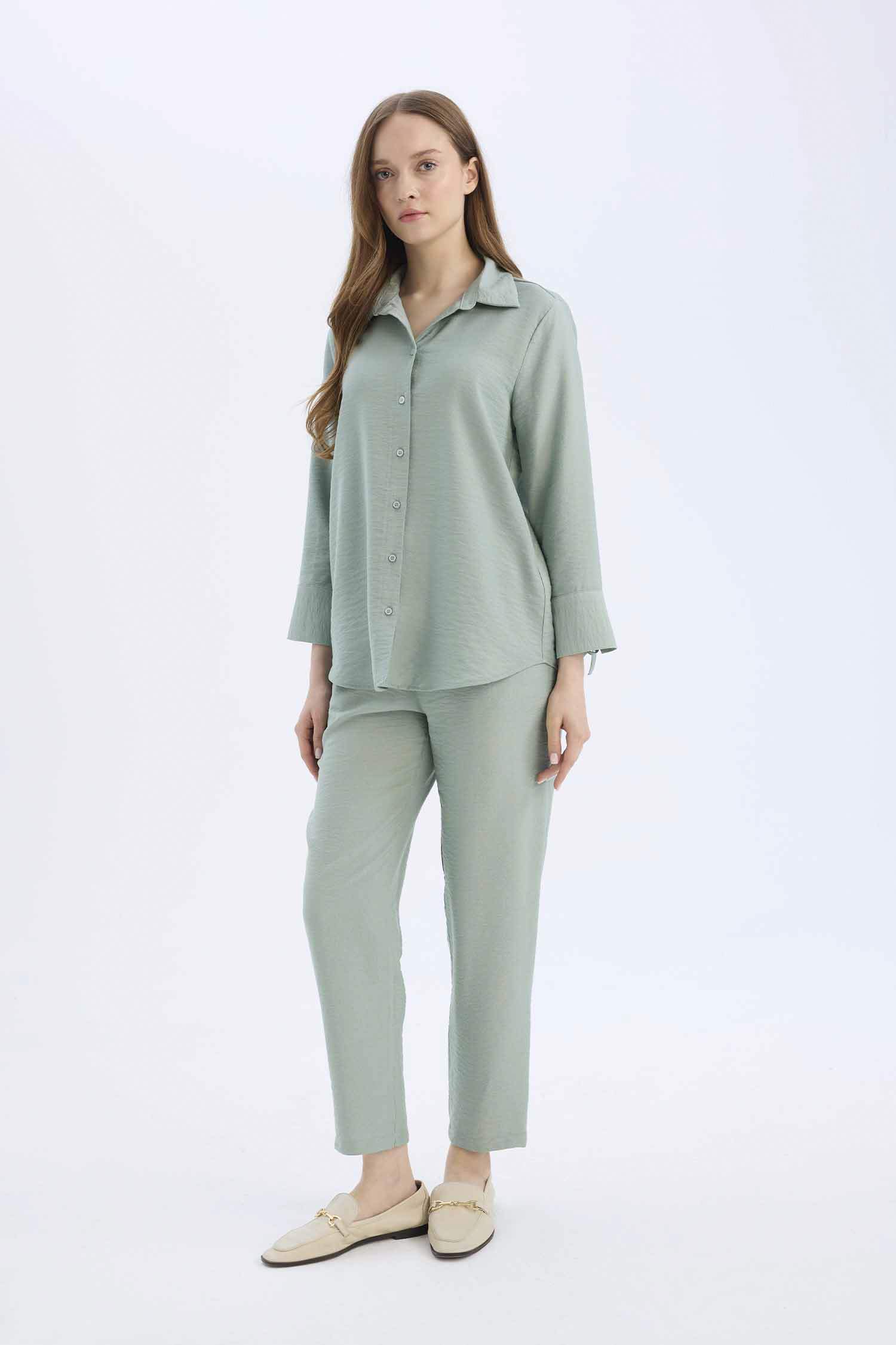 Linen Look Pocketed High Waist Straight Leg Joggers