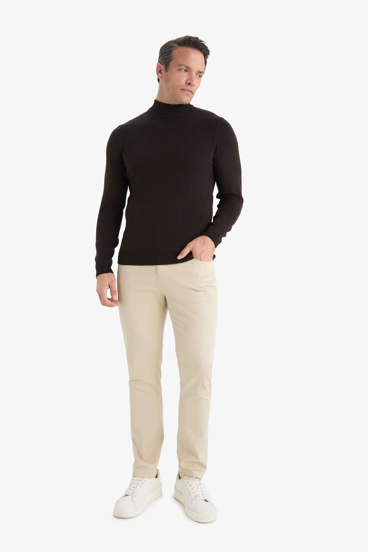 Slim Fit Slim Cut Turtleneck Basic Plain Knitwear Sweater